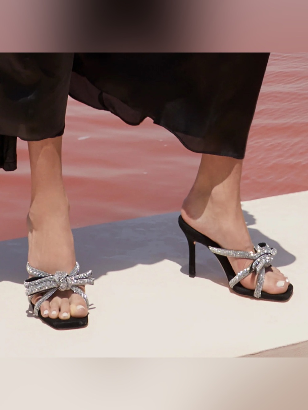 Loeffler Randall Margi Crystal Embellished Sandal Black Suede Size 7.5 New